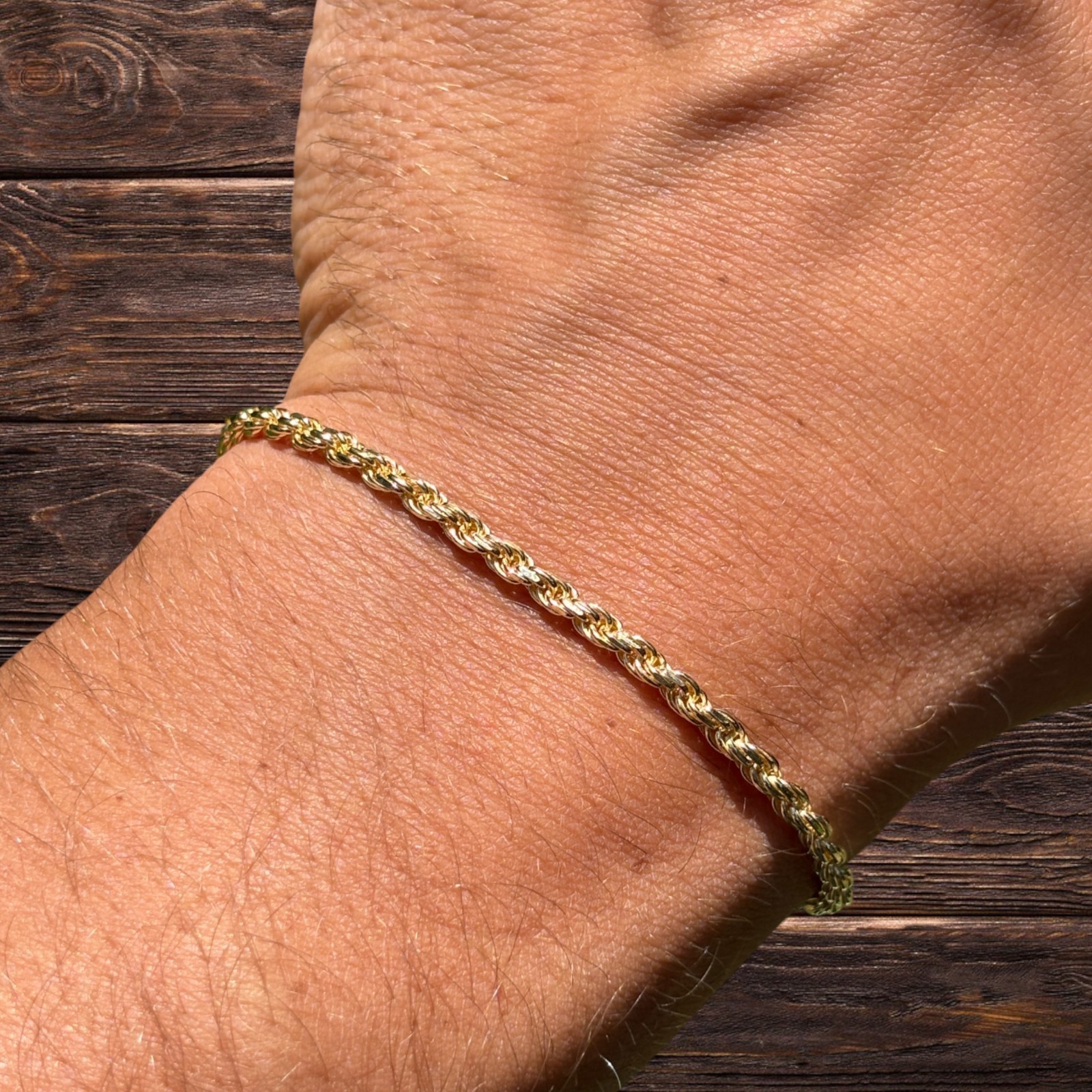 3mm Diamond Cut Rope Bracelet – Solid 925 Sterling Silver Or 14k Gold Vermeil