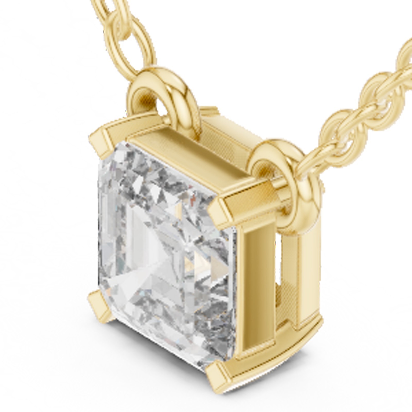 Asscher Certified Natural Diamond Anniversary Gift Pendant 14K Gold Over