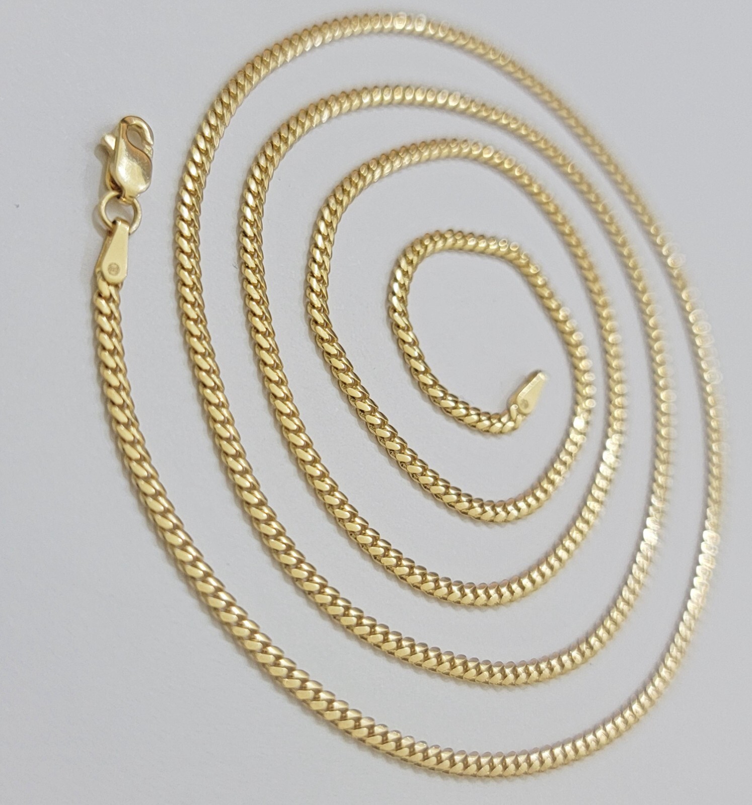 Solid 18k Yellow Gold Necklace Chain Miami Cuban Link 2mm 18″-24 Inch Real 18kt