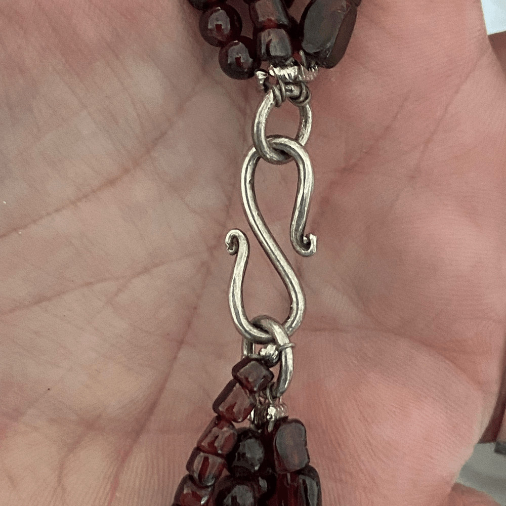 Multi-Strand Natural Rhodolite Garnet Beaded Necklace 16”
