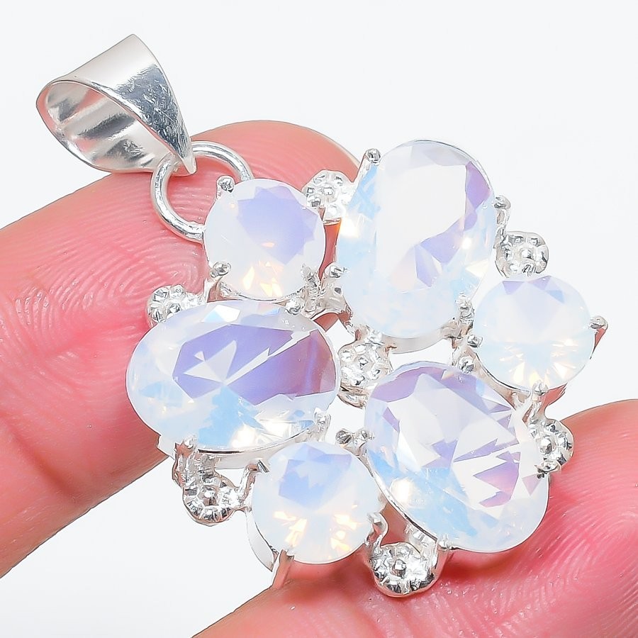 Fire Opals Gemstone 925 Sterling Silver Jewelry Pendant Size 1.65″For Gift