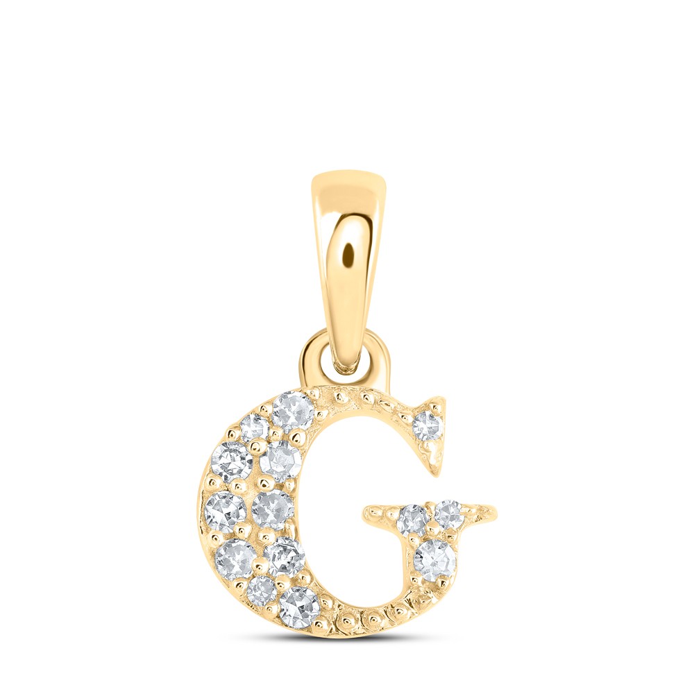 0.06 Ctw Natural Diamond Tiny Block Initial Letter G Pendant 10k Yellow Gold