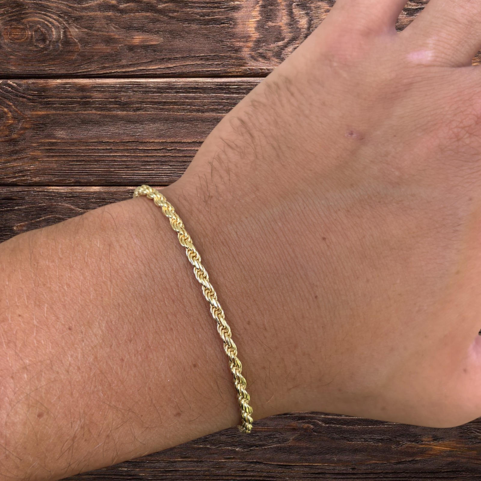 3mm Diamond Cut Rope Bracelet – Solid 925 Sterling Silver Or 14k Gold Vermeil