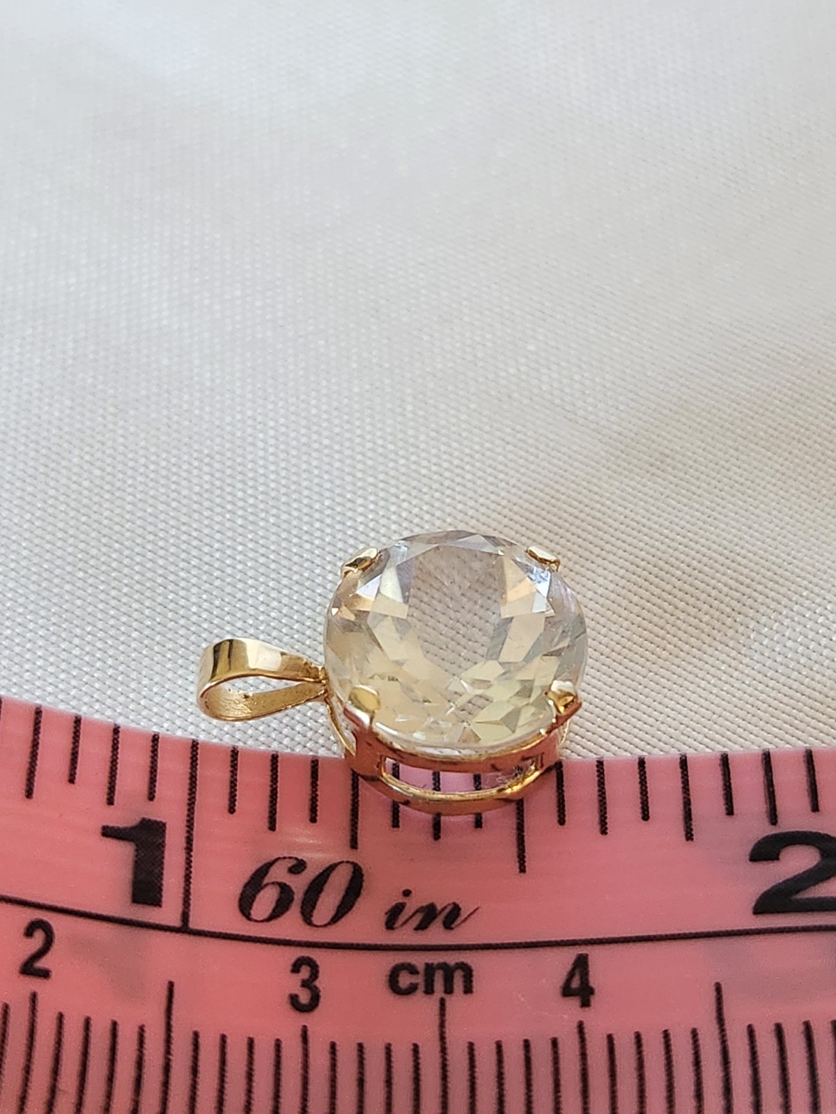 14K Yellow Gold Round Small PENDANT With Clear Topaz – Tested