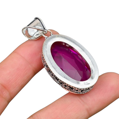 Pink Tourmaline Gemstone Handmade 925 Sterling Silver Oval Cut Jewelry Pendant