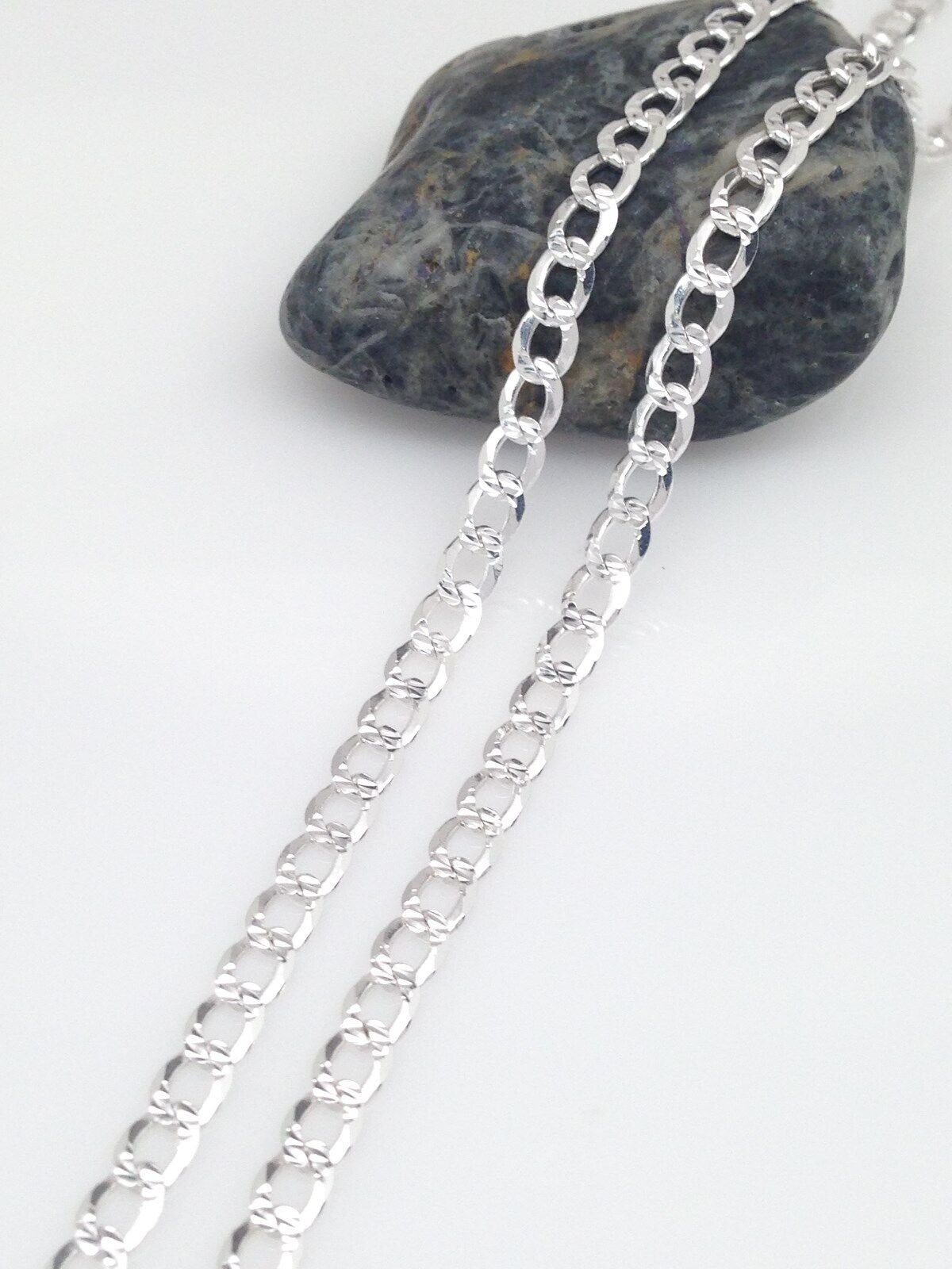Solid Sterling Silver 925 Cuban Curb Link Chain Necklace Men Women 24″ 4mm