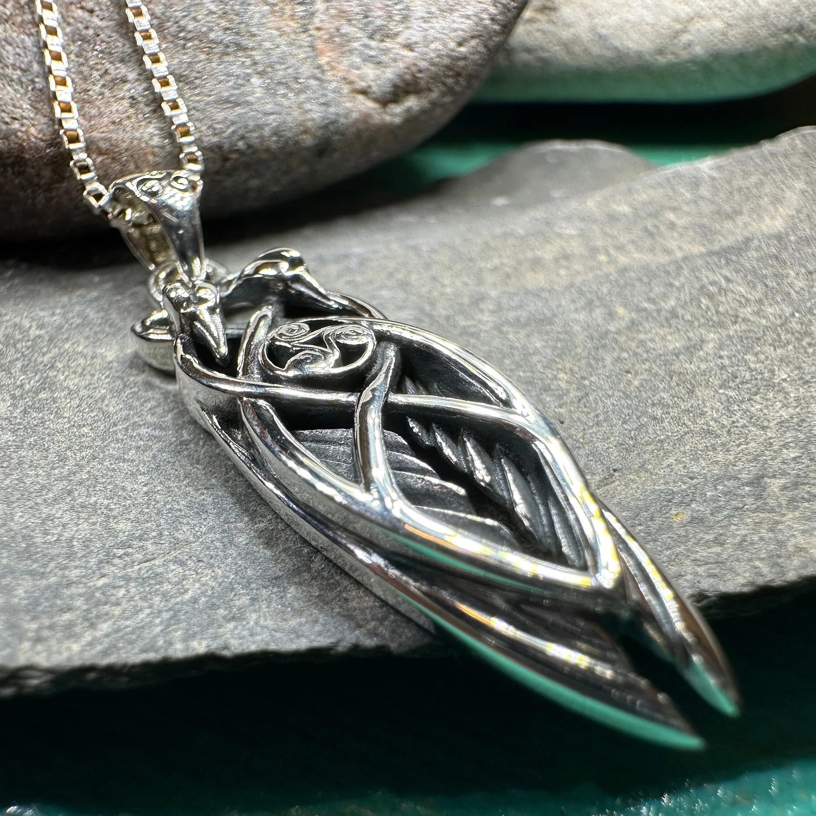 Art Deco Children of Lir Swan Necklace in Sterling Silver