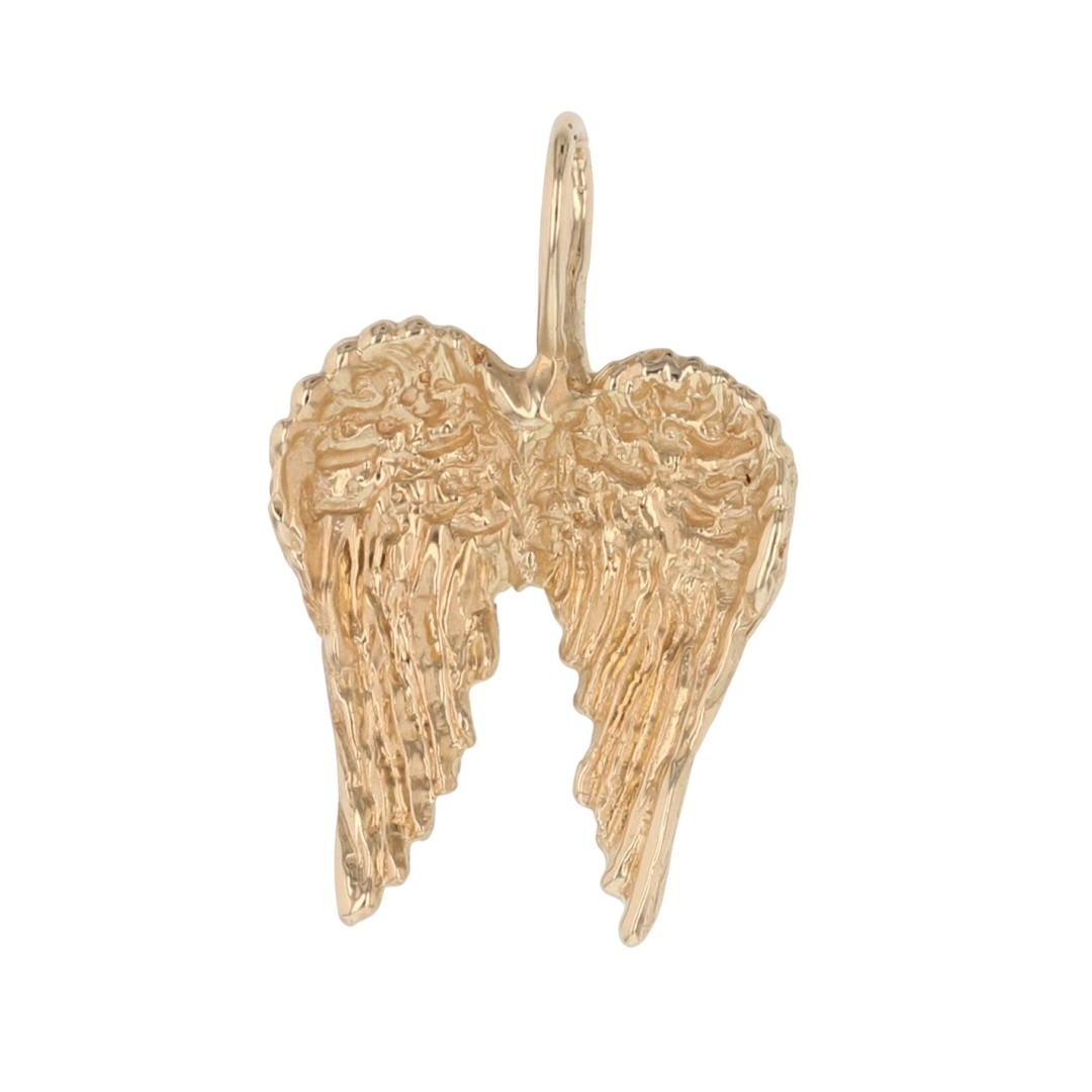 1″ Angel Wings Shaped Pendant without Chain 14k Yellow Gold 2.17 Grams
