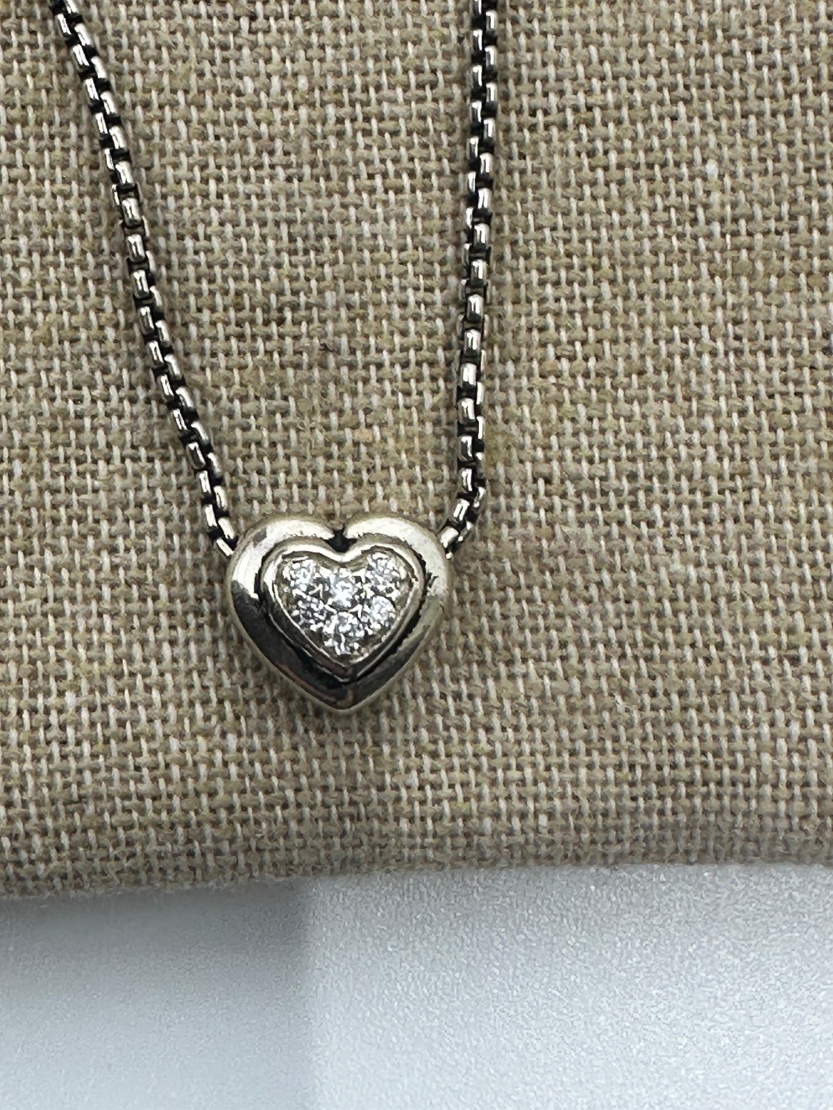Silver 925 David Yurman Diamond Heart Pendant Necklace