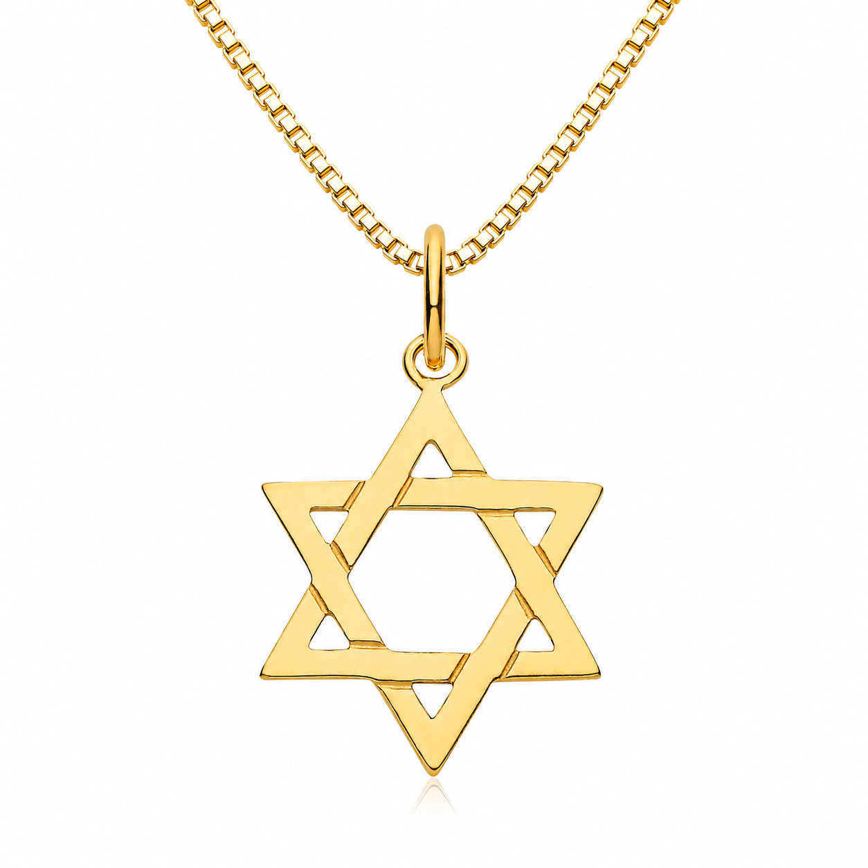 18ct Gold Plated 925 Sterling Silver Star of David Pendant 16/18 Chain