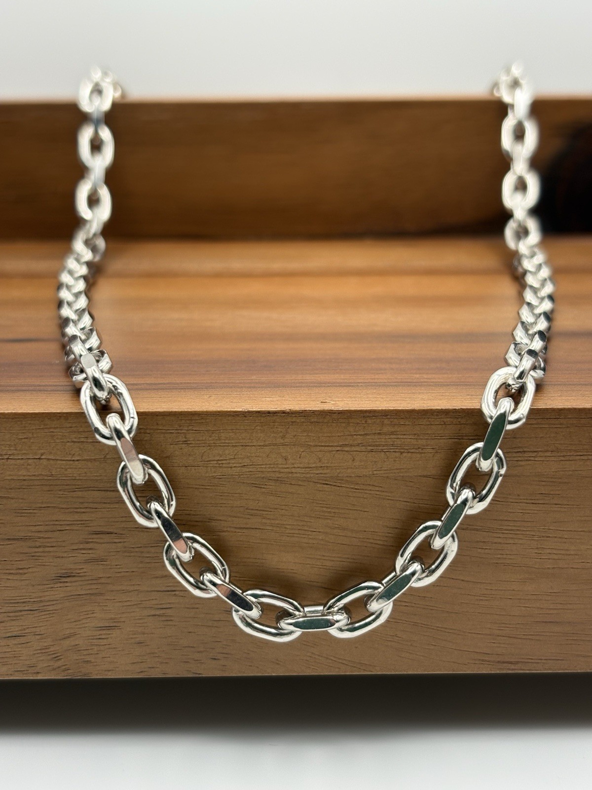 18 INCH STERLING SILVER CABLE ANCHOR LINK CHAIN NECKLACE 6MM 48.8G RHODIUM 925