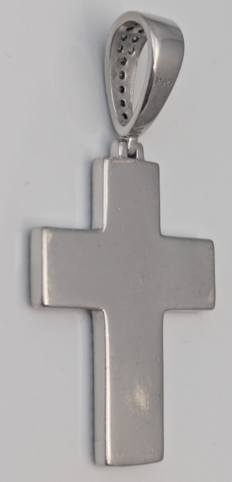 925 Sterling Silver Moissanite Cross Pendant / Charm Black Enamel Harlem Bling