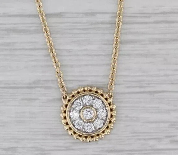 Lab Grown Diamond 1.20Ct Round Women Fancy Pendant Chain 14K Yellow Gold Plated