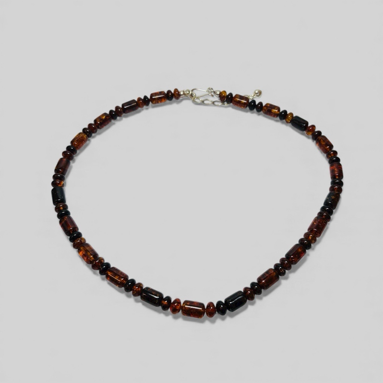 Jay King DTR Sterling 925 Silver Amber Bead Necklace 17.5 in – .79