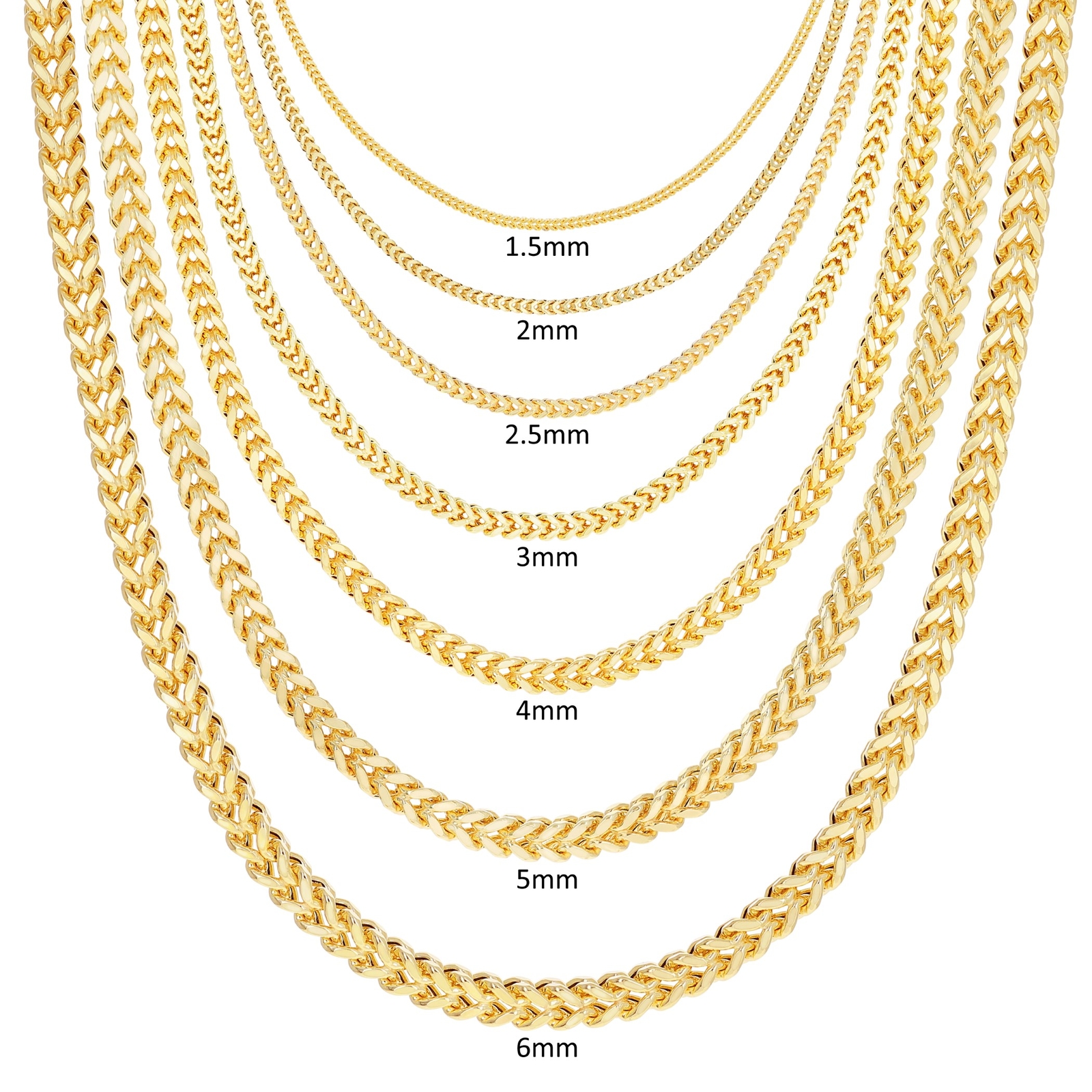14K Yellow Gold 1.5mm-5mm Franco Square Box Chain Necklace Mens Womens 16″- 30″