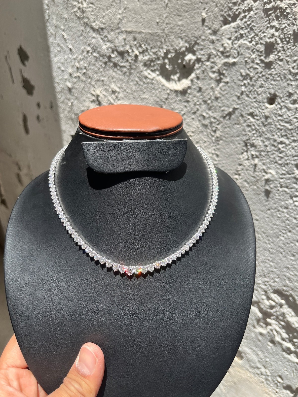 16 TCW F VS Lab D Grown Diamond Tennis Necklace 925 Silver 16″ Infinity Chain