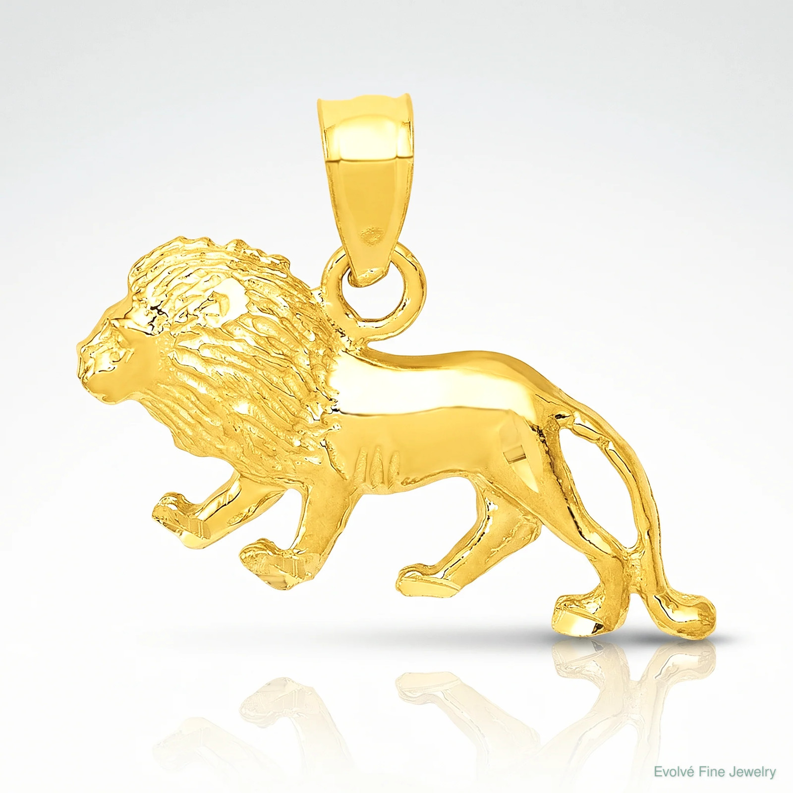 10K / 14K Yellow Gold Diamond-Cut Lion Pendant