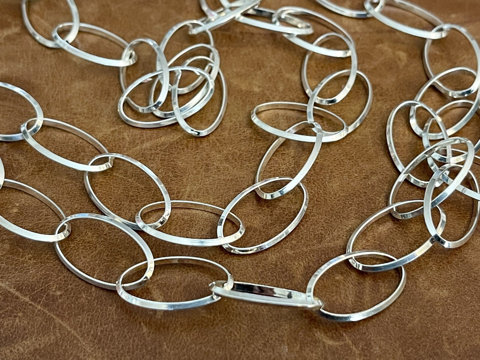 Vintage MILOR 925 ITALY Sterling Long Oval Link Chain Necklace 36” In, 29.81 Gr