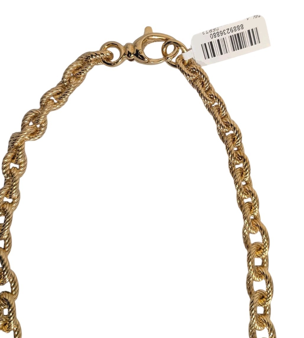 Soave Oro 14K Gold Electroform Twisted Rolo Tapered Chain Necklace-20″-NWT-$800