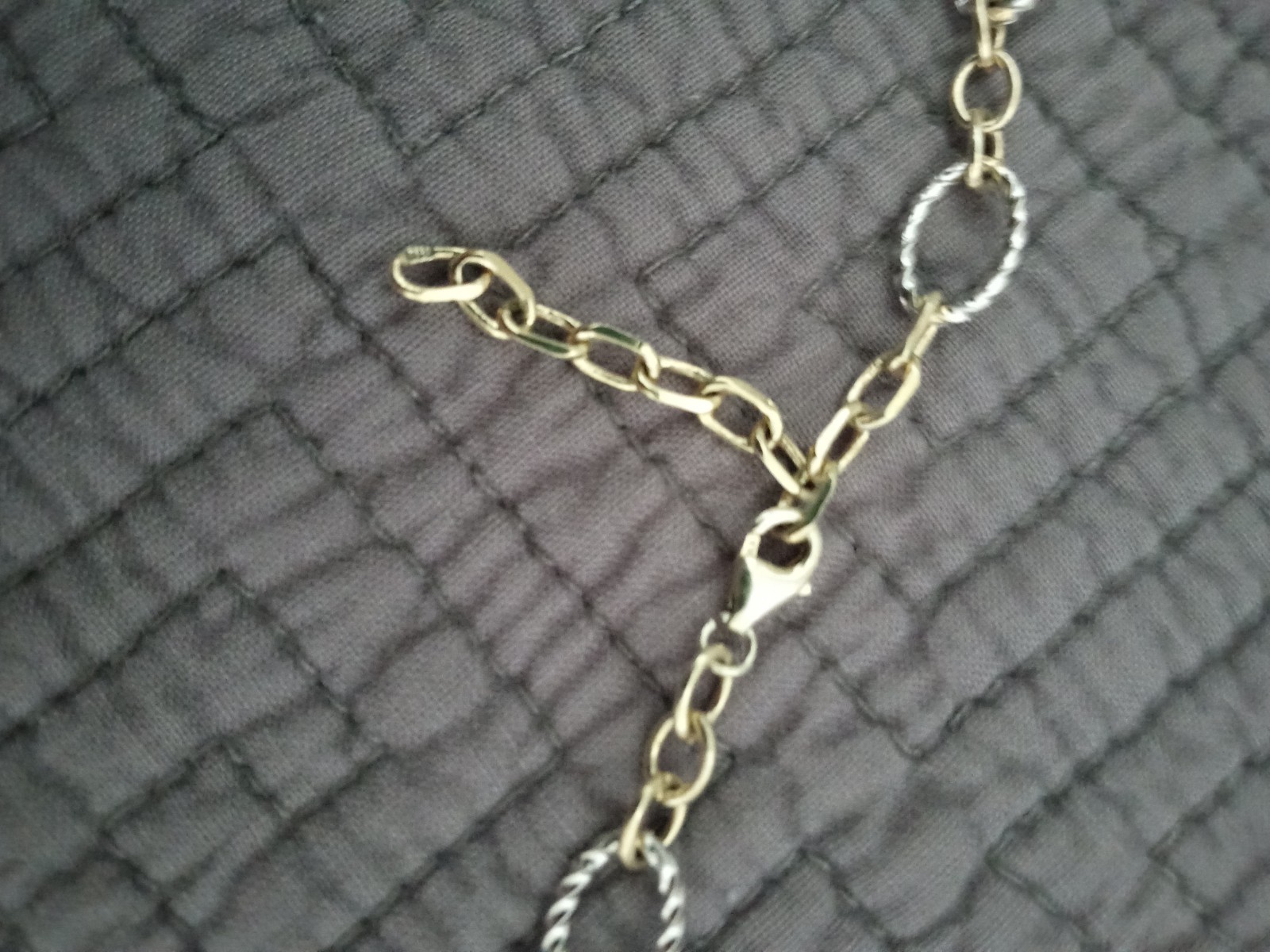 gold and silver Link Necklace Marked 681 And 925 22″
