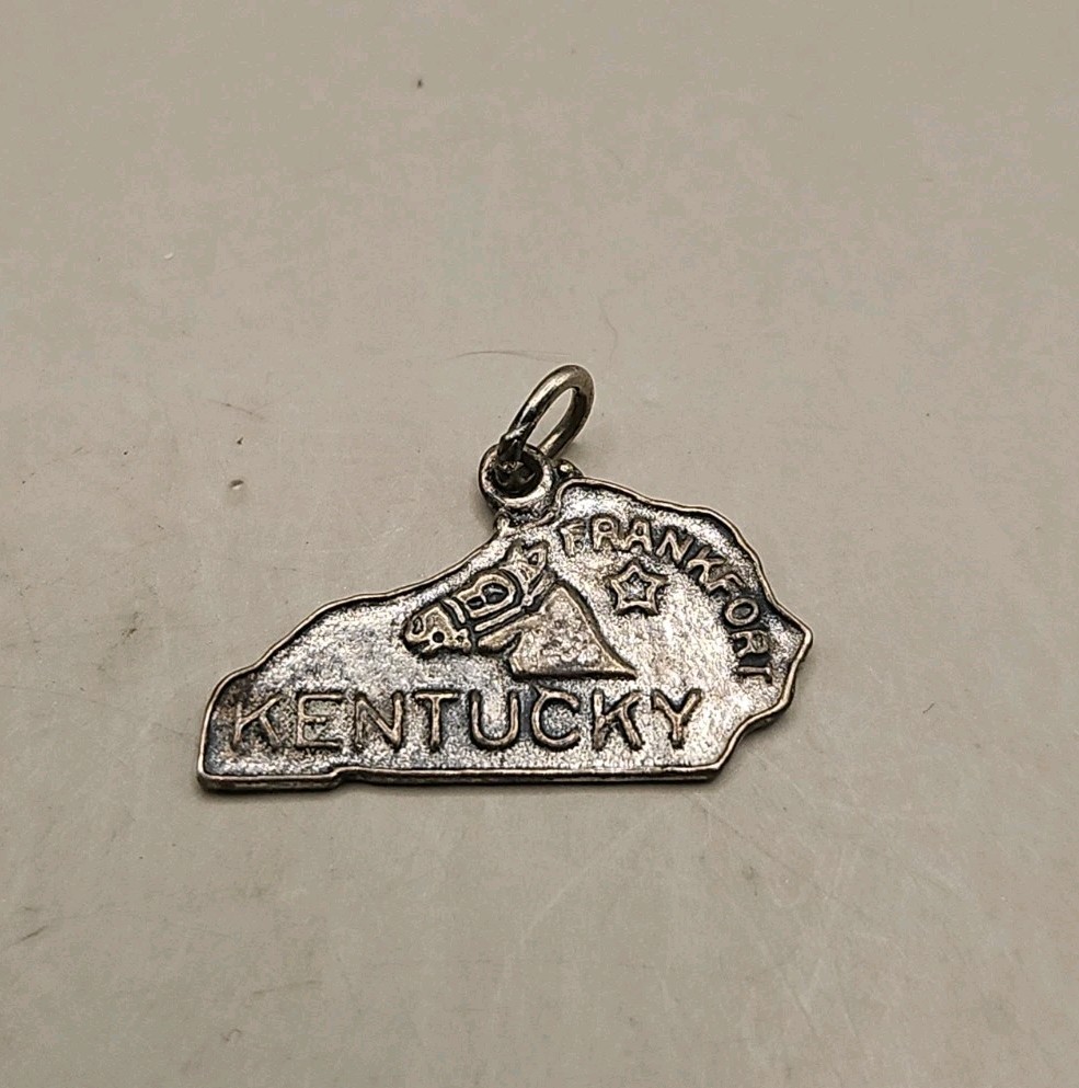 Kentucky Blue Grass State Travel .925 Sterling Silver Souvenir Charm Pendant