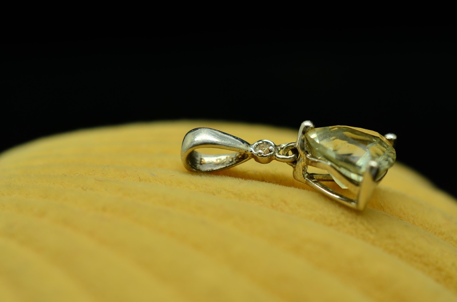 14K White Gold Trillion Cut Very Light Blue Aquamarine Pendant Charm -Small