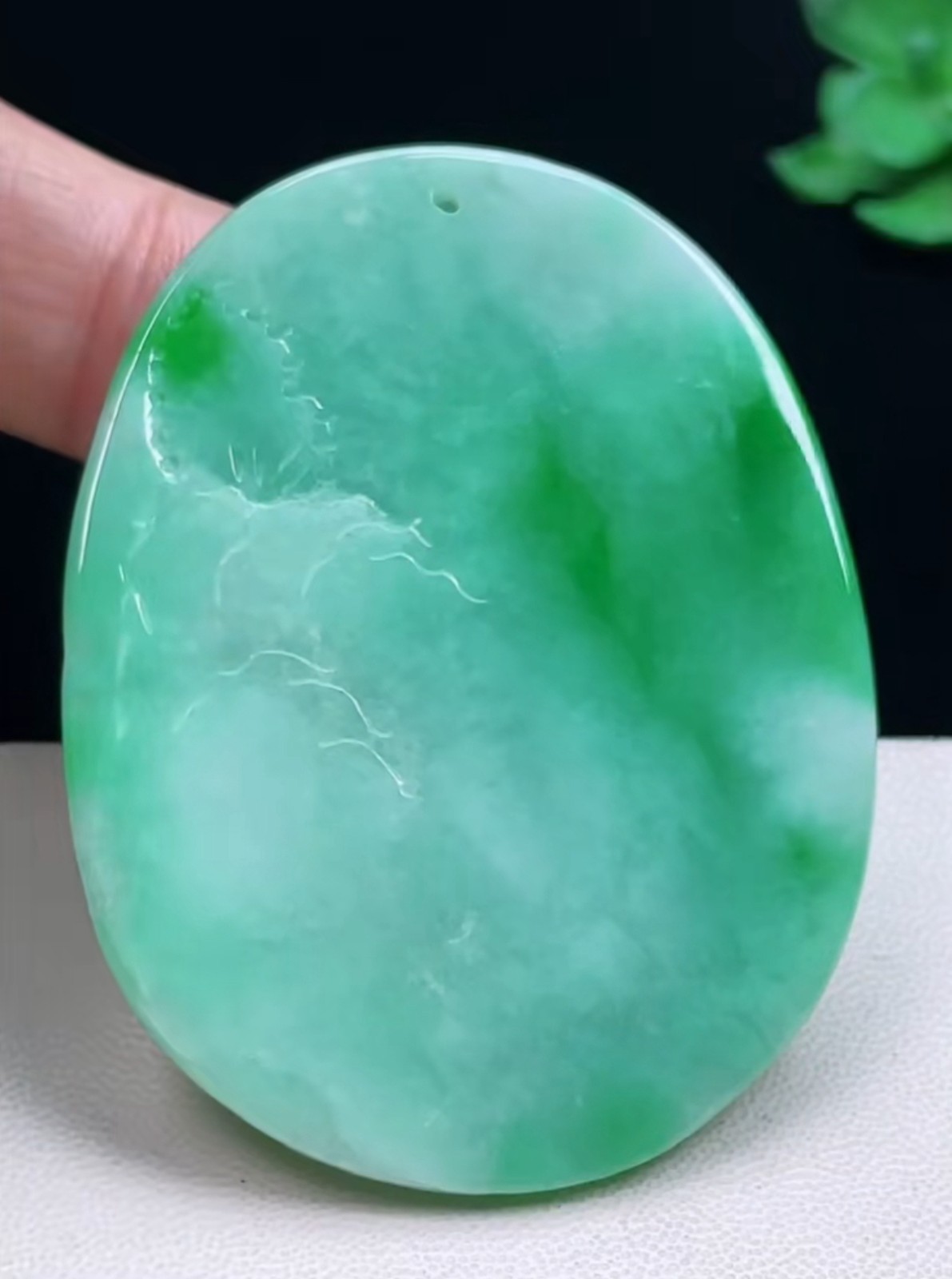 Untreated Myanmar Burma Green Jade Grade A Jadeite Landscape Painting 0623