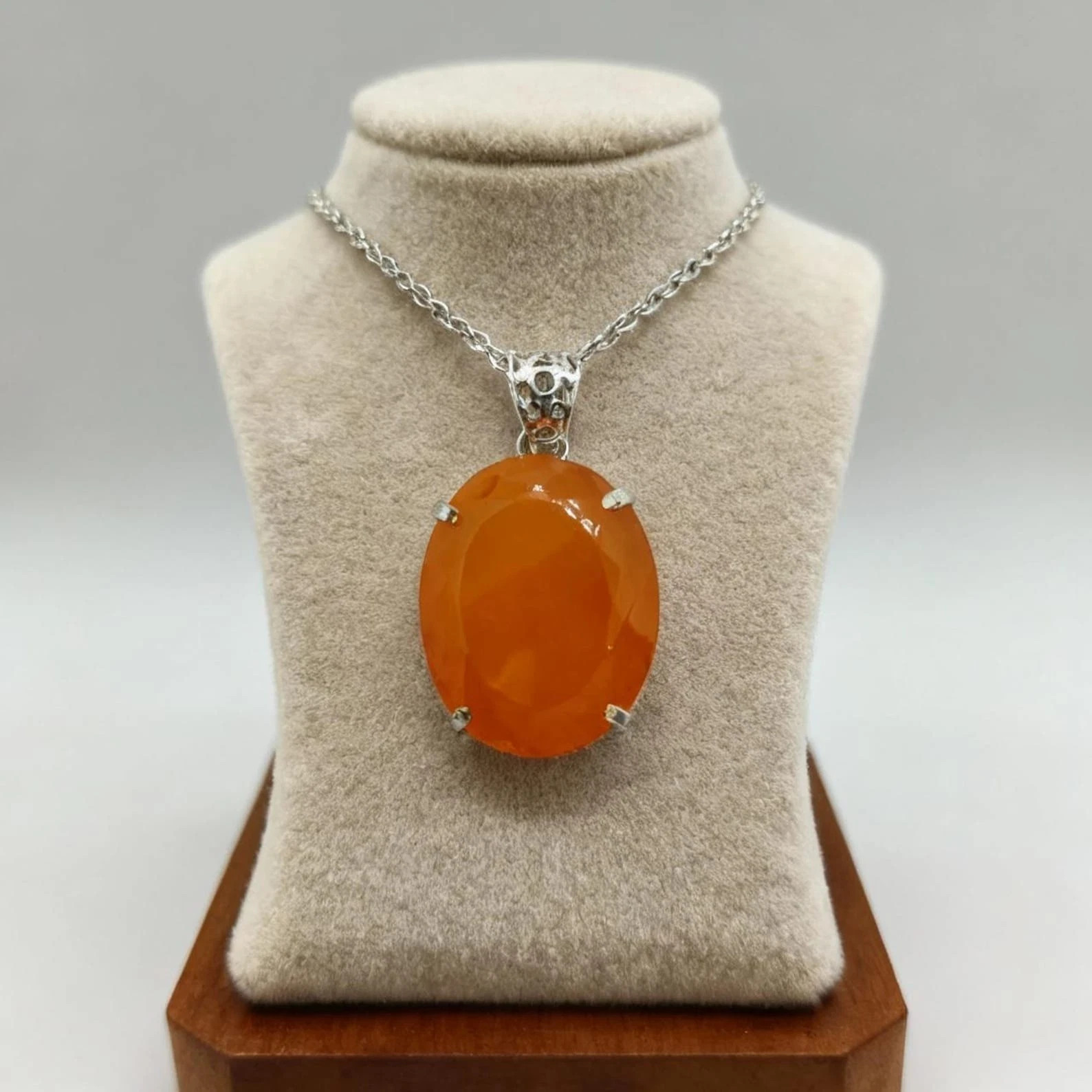 Orange Certified 101 Ct Natural Opal Oval Cut 925 Solid Silver Pendant Gemstone