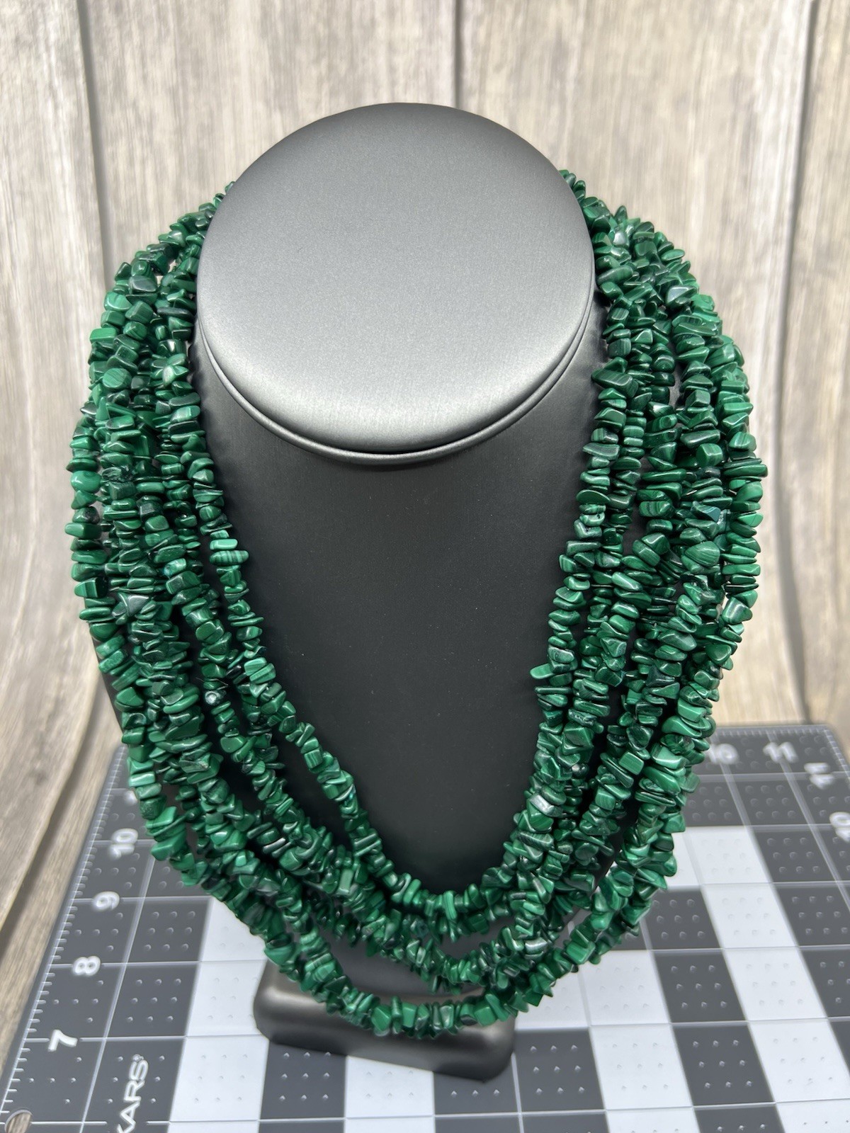 Jay King 7 Strand Malachite Chip Waterfall Necklace 18″