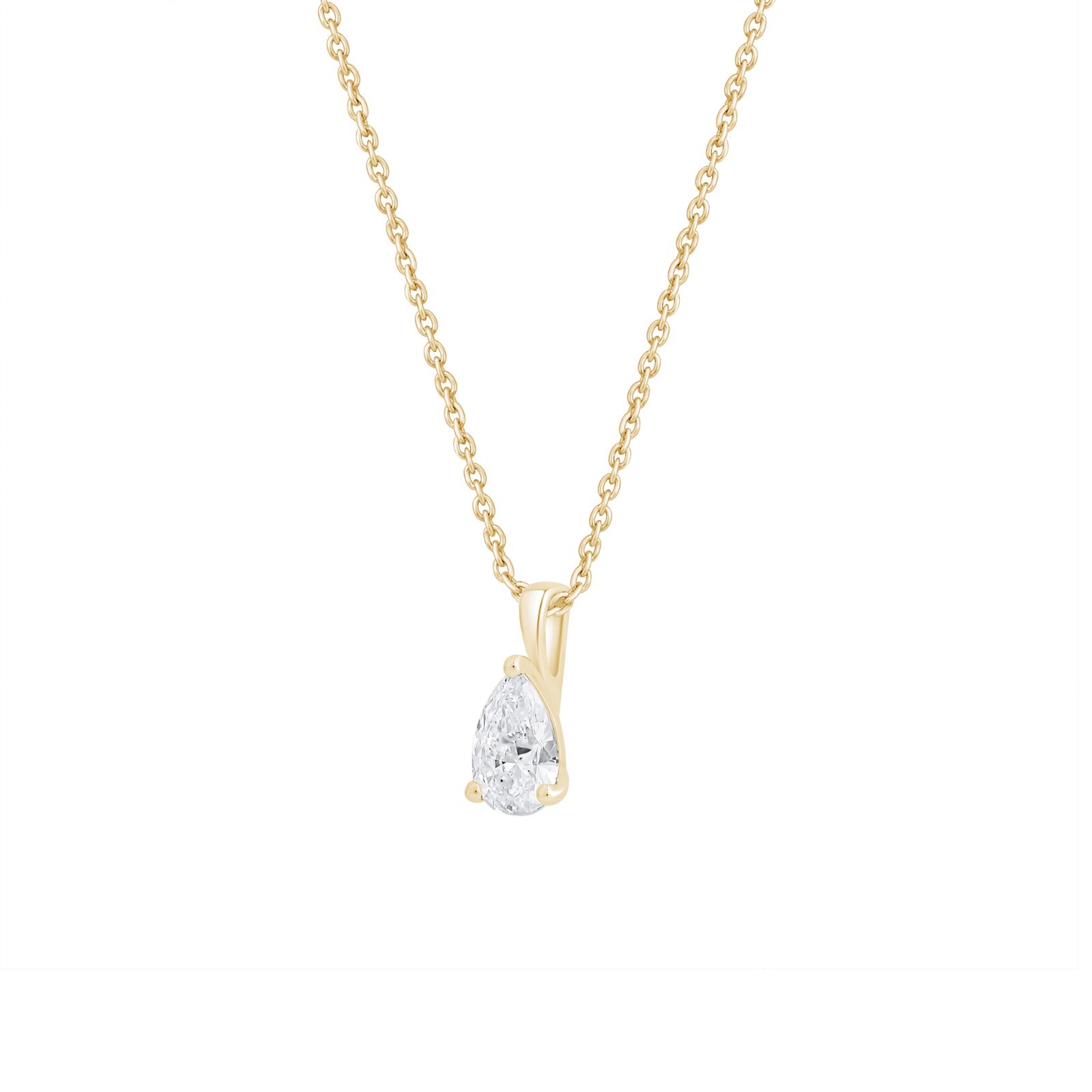 1 Ct Pear Lab Grown Diamond Solitaire Pendant Chain For Her 925 Sterling Silver