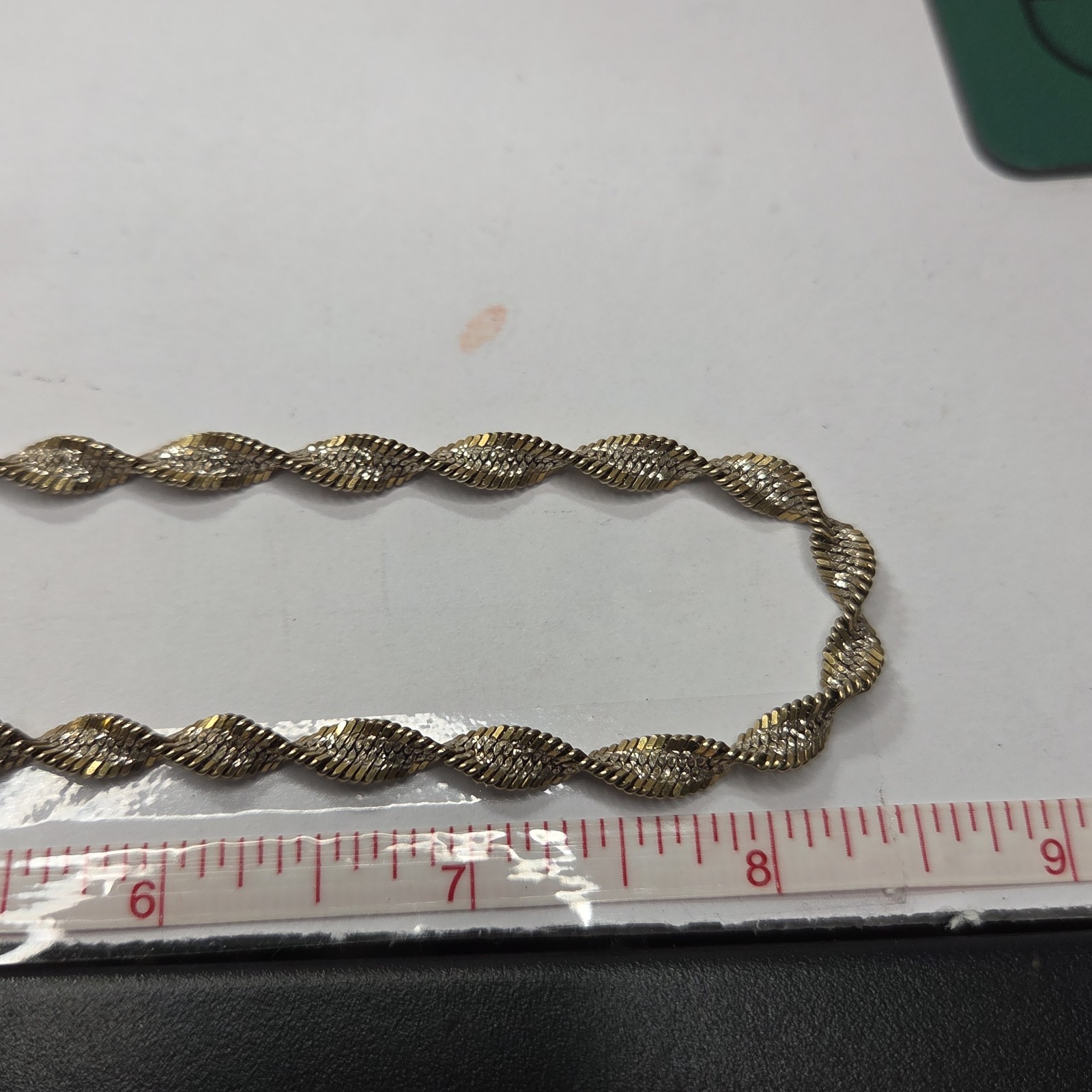 sterling silver 925 italy spiral link two tone 16in sparkly necklace FAS 18.0g