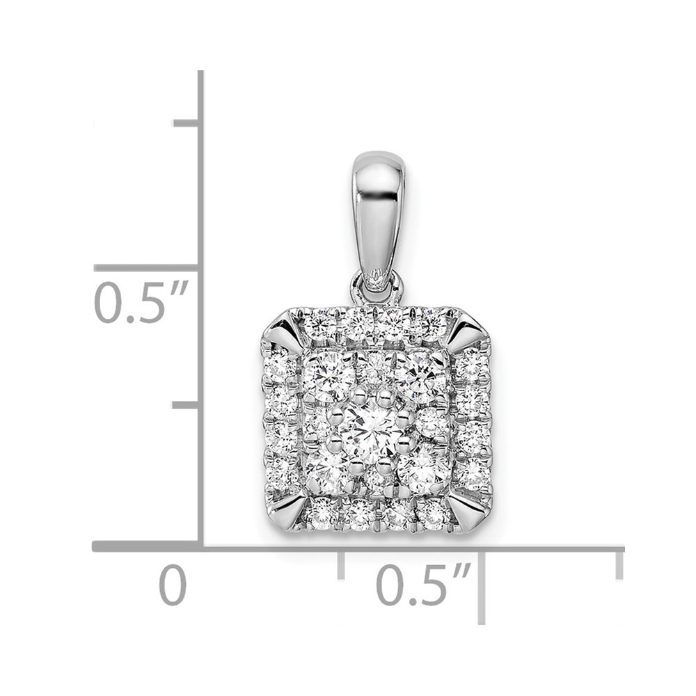 14k White Gold 1/2 Ct Round Lab Grown Diamond VS/SI+ G+ Square Cluster Pendant