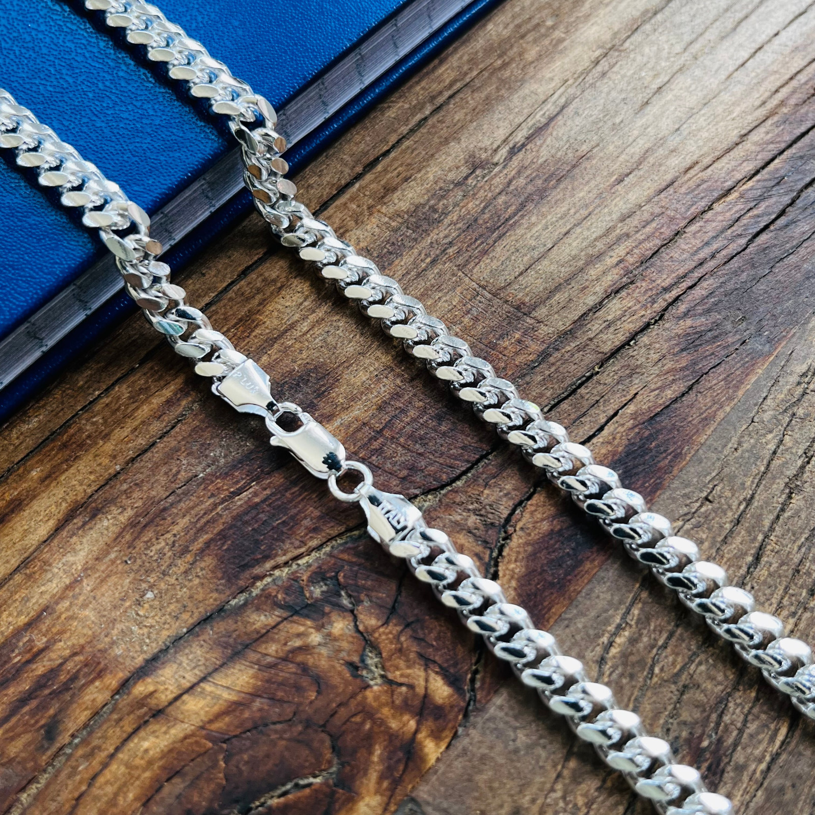 Real Solid Sterling Silver Miami Cuban Mens Boys Chain Bracelet or Necklace
