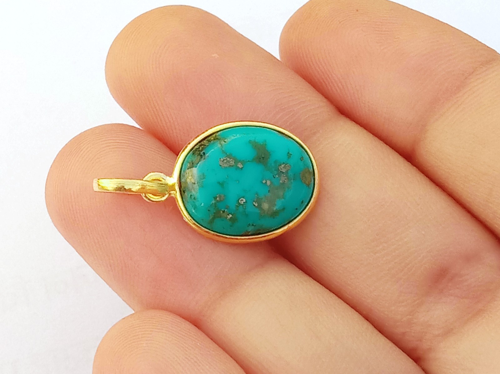 Natural Purple copper Turquoise Gold charm ,18kt Gold Charm, Handmade Jewelry
