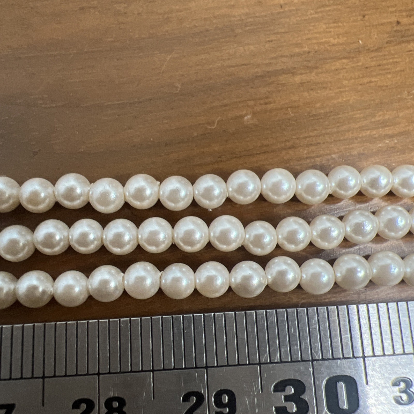 German Vintage G Silver 3 Strand Small Pearl Necklace Faux? ~ 19 Inch