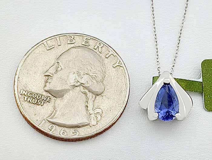 AAA TANZANITE 1.10 Cts PENDANT 10k WHITE GOLD * NEW WITH TAG * Made in USA