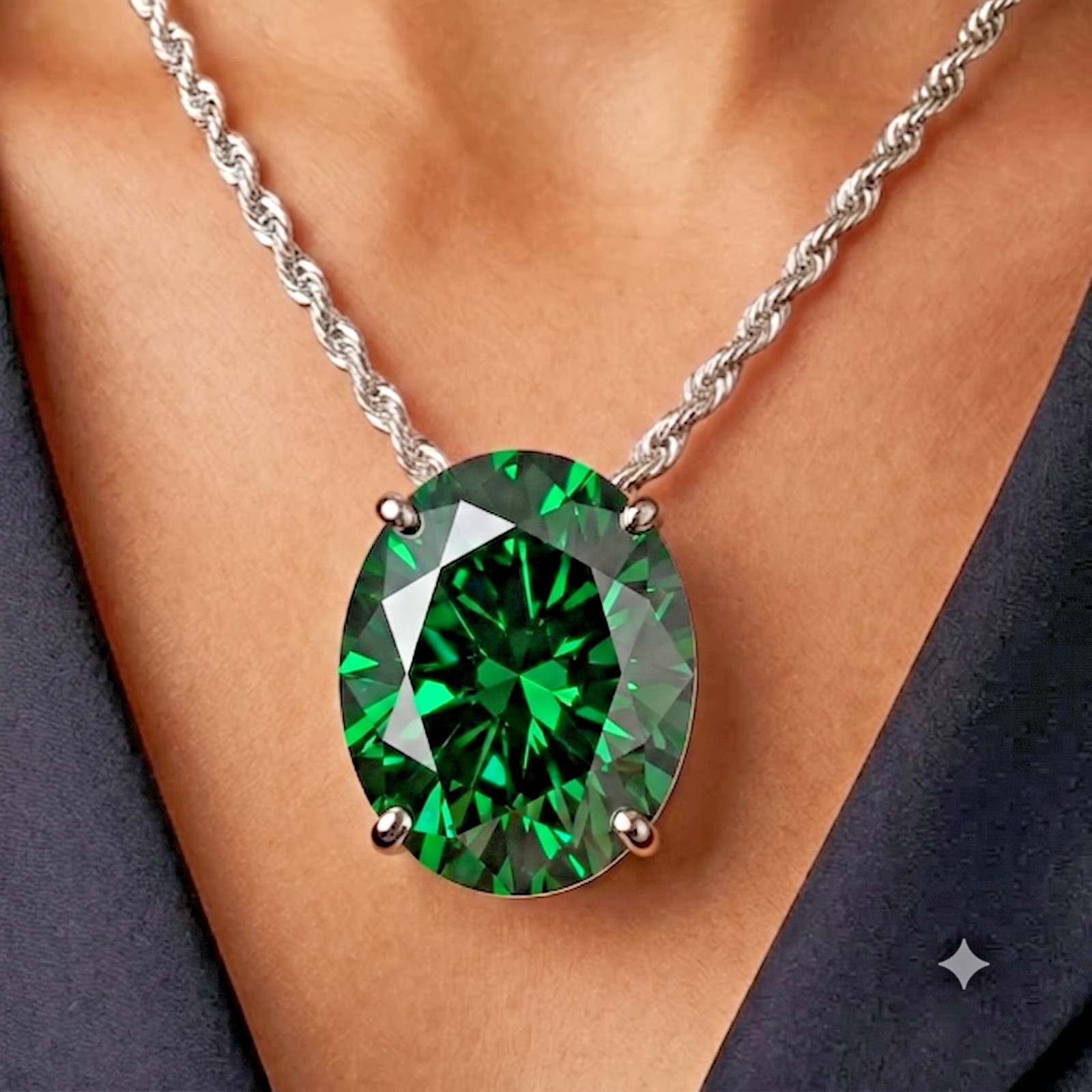 RARE 7.00 Ct Deep Green Diamond Solitaire Pendant, Amazing Shine, FREE Studs