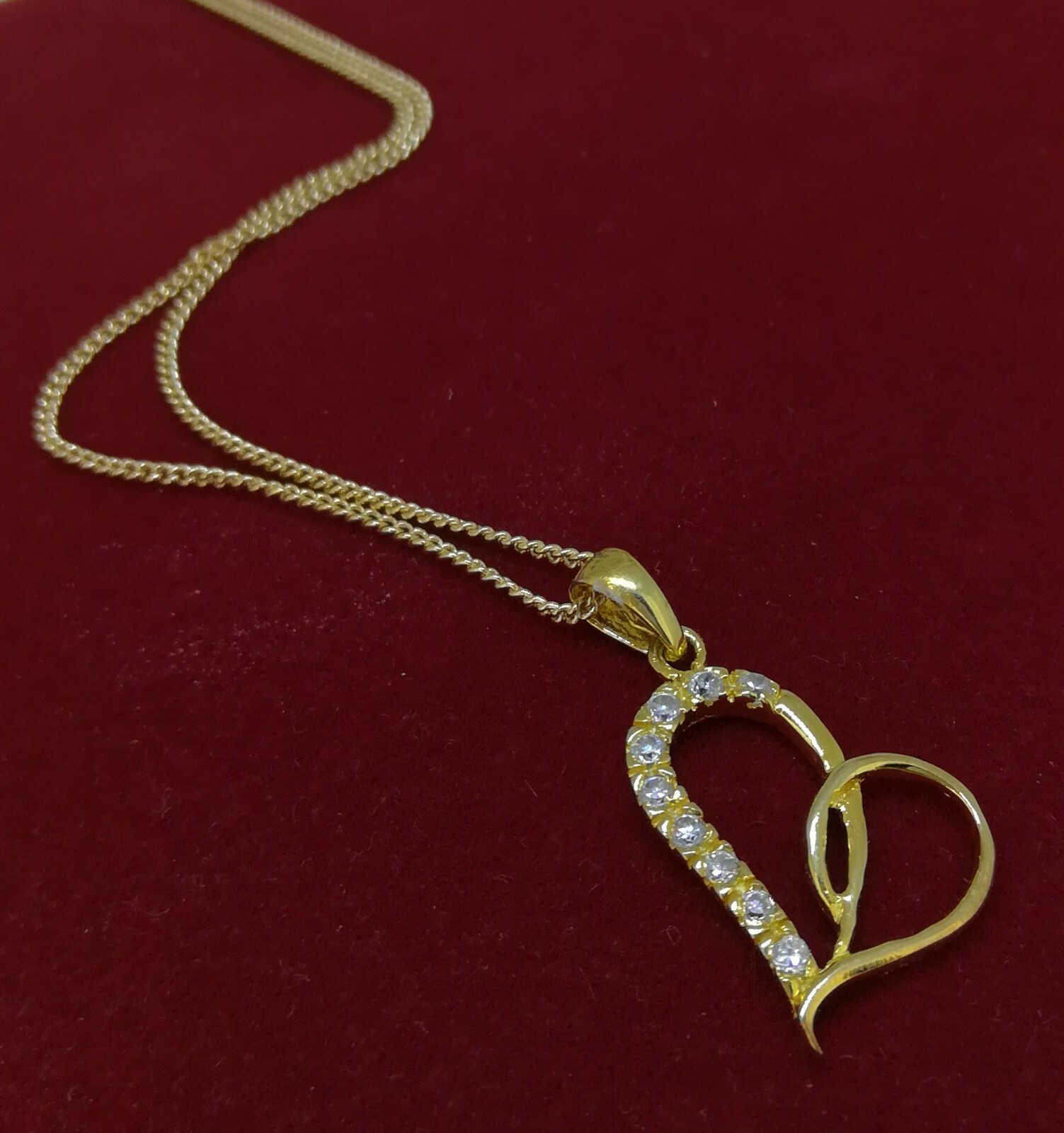 18k GP Genuine Solid 925 Sterling Silver Heart CZ Pendant N-A888 Woman Gift