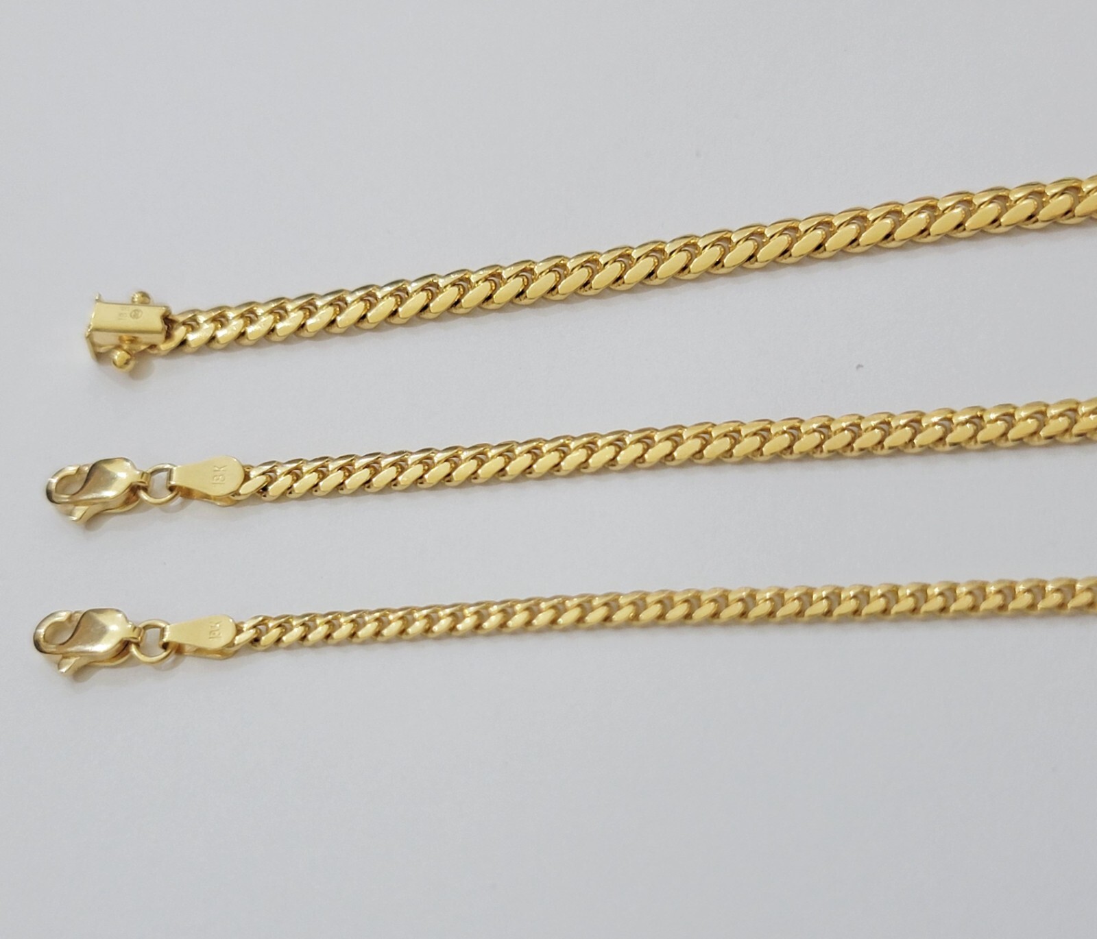 Solid 18k Gold Chain Necklace Miami Cuban Link 2.5mm-4mm 18″-26 Inch Real 18kt