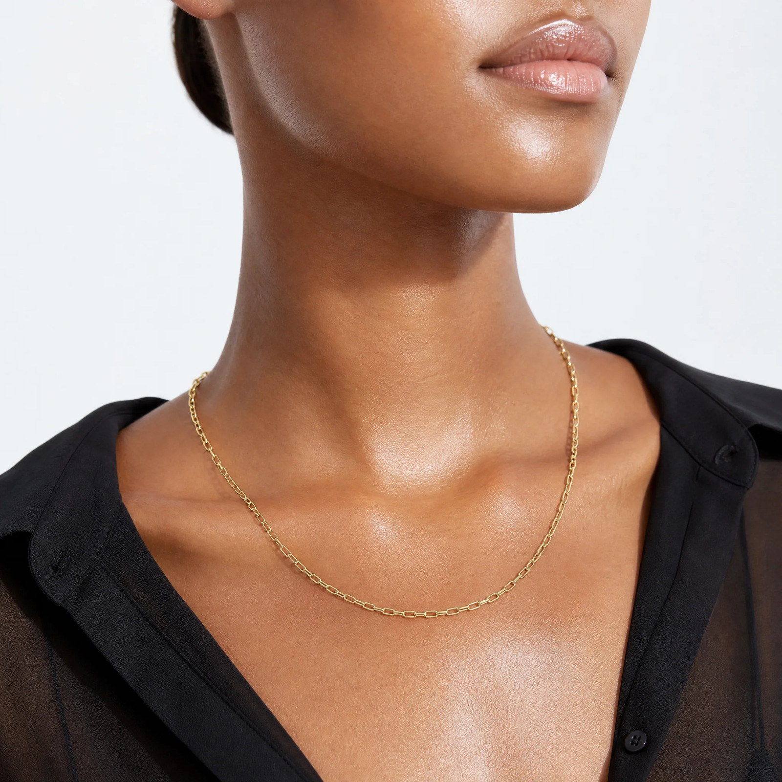 14K Yellow Gold 2.2mm Semi-Solid Paperclip Chain Necklace 16″-24″
