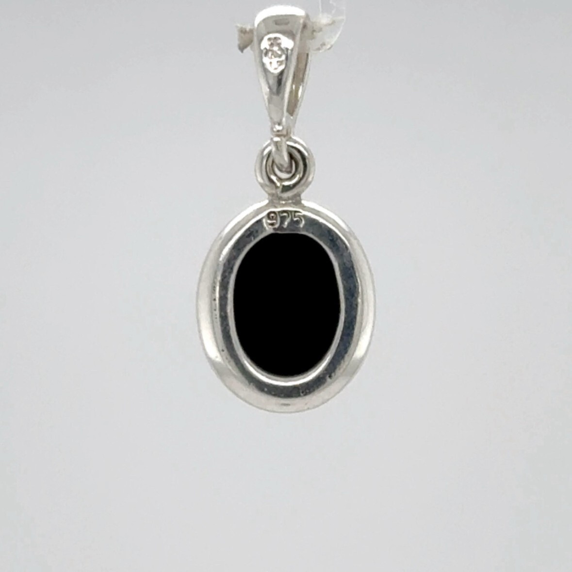 Oval BLACK ONYX Pendant – 925 STERLING SILVER Natural Genuine Gemstone #32e