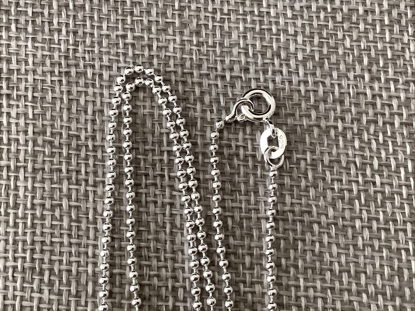 New 925 Sterling Silver Beaded 16” Chain Necklace 1.5mm