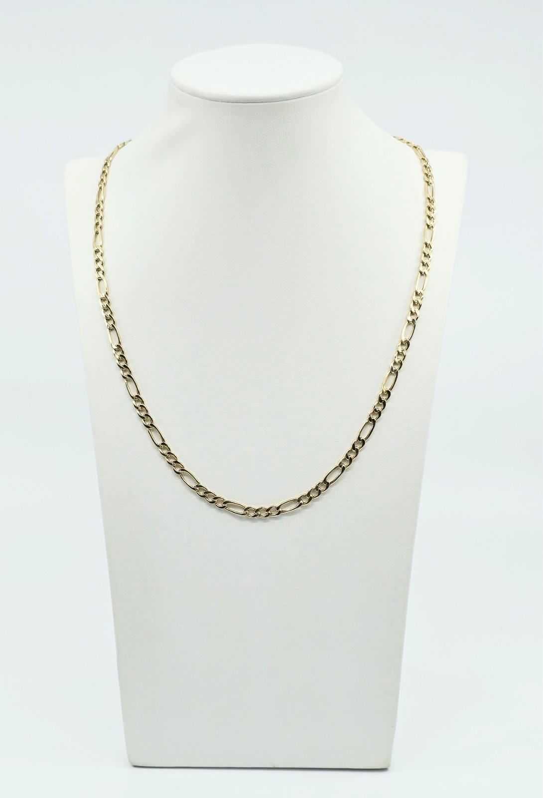 Beautiful 14K Solid Yellow Gold Designer Figaro Link Chain Necklace – 21.25″ L