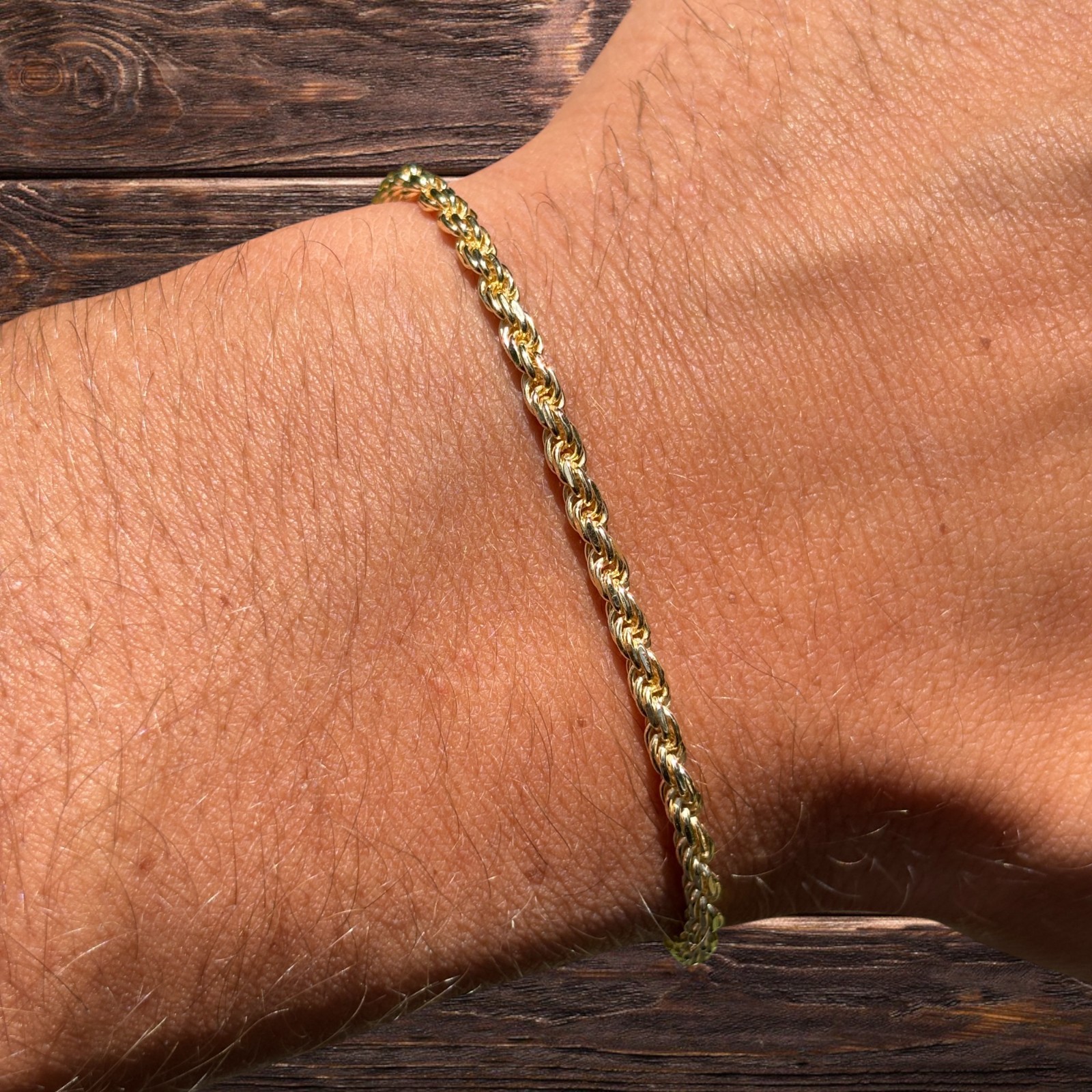 3mm Diamond Cut Rope Bracelet – Solid 925 Sterling Silver Or 14k Gold Vermeil