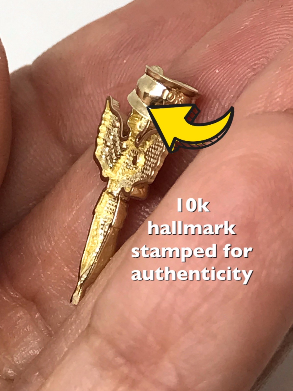 GOLd Angel pendant 10k Solid charm Necklace Baby Pray Small dainty Gift 1″