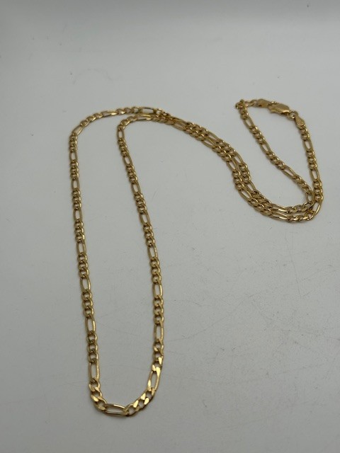 Unisex Milor Sterling Silver 925 Gold Tone Figaro Chain