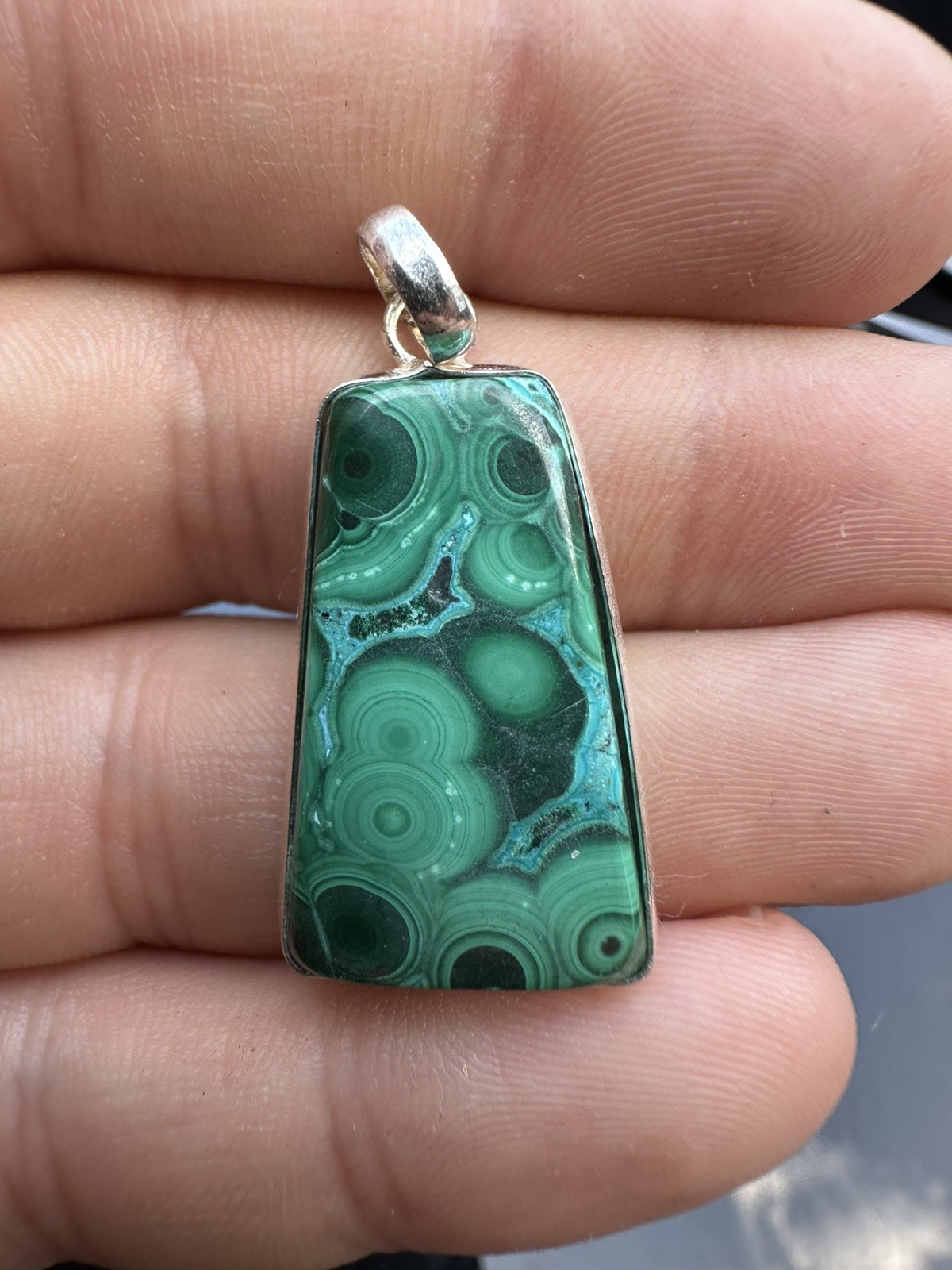 Malachite Chrysocolla 925 Sterling Silver Pendant Natural C4