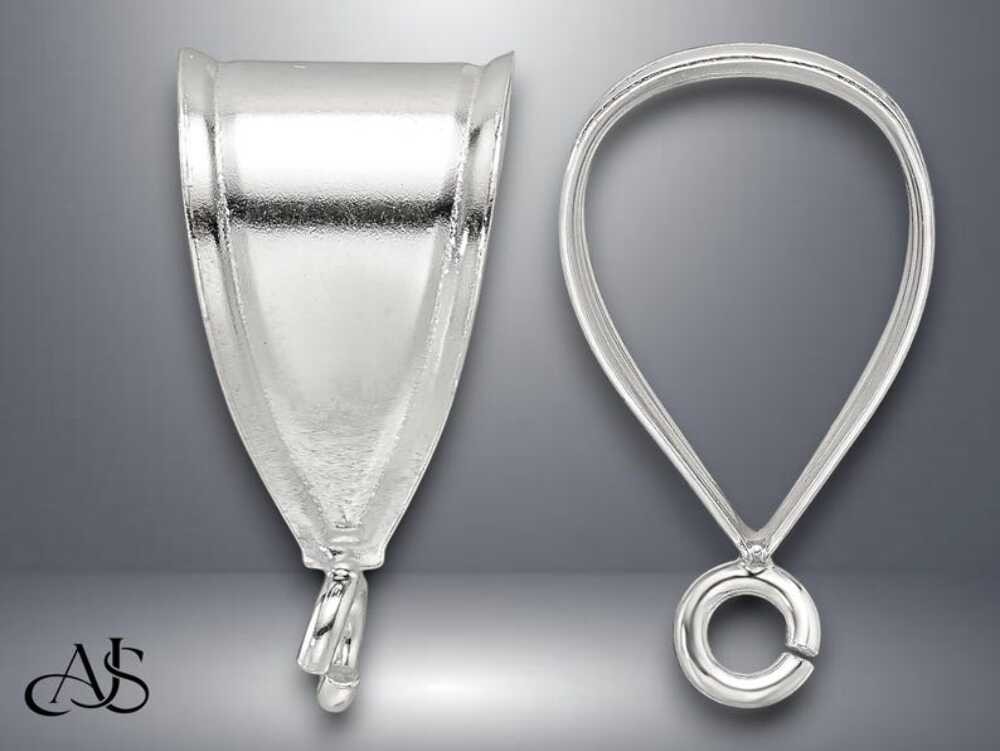 Sterling Silver V Shape Bail with Attached Jump Ring in 7 Sizes