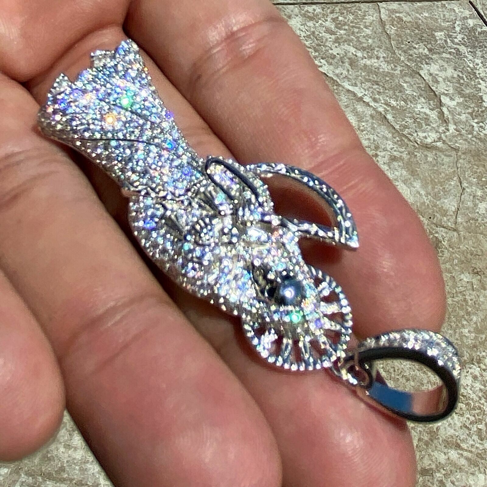 2Ct Lab Created Diamond Santa Muerte Pendant 14K White Gold Plated Free Chain