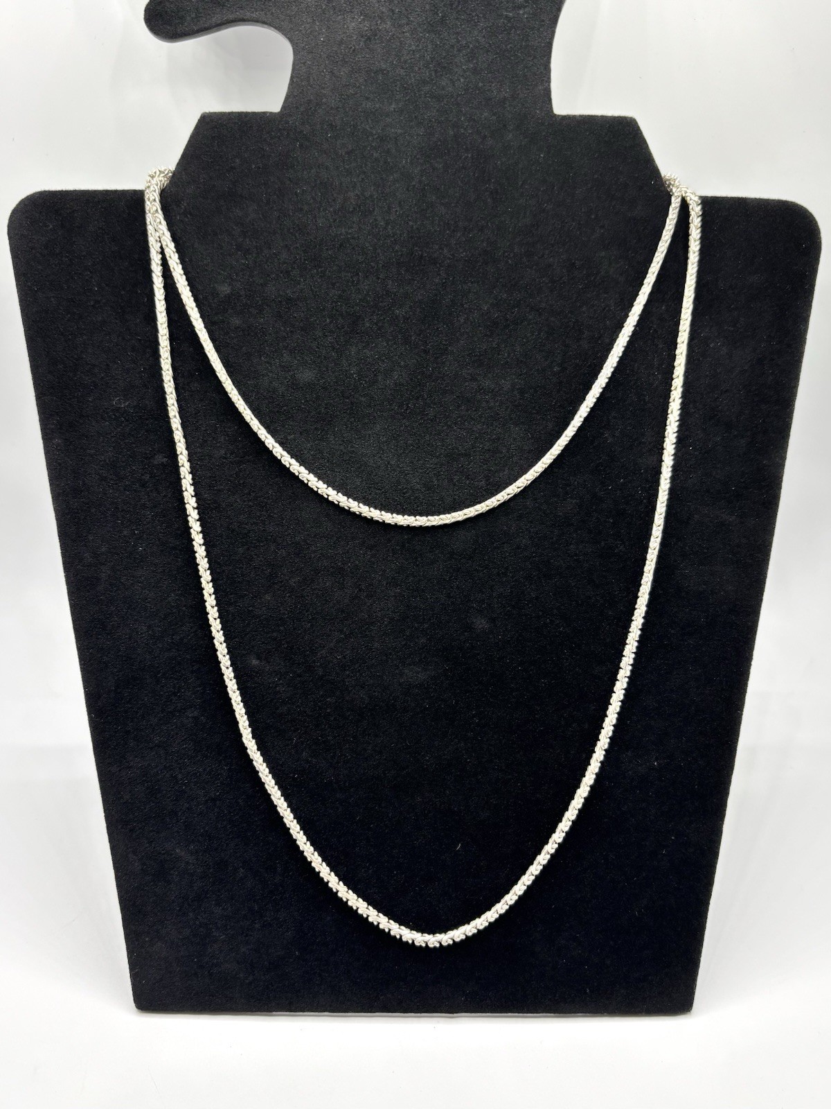 Vintage 835 German Silver 2.2mm Byzantine Wheat Chain Link Necklace 37”